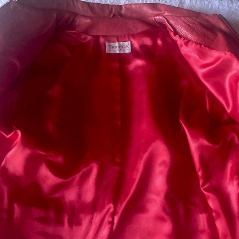 TRIBECA STUDIO Vintage Women’s Red Leather Jacket Zippered Size M - Picture 7 of 15